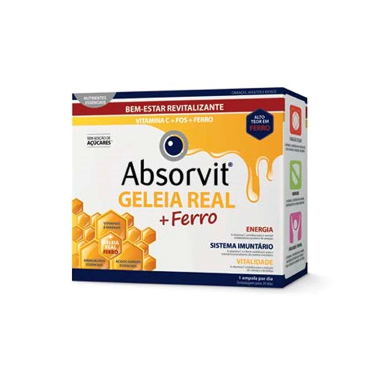 Absorvit Geleia Real 1000mg + Ferro e Vitamina C (20 Ampolas Bebíveis)
