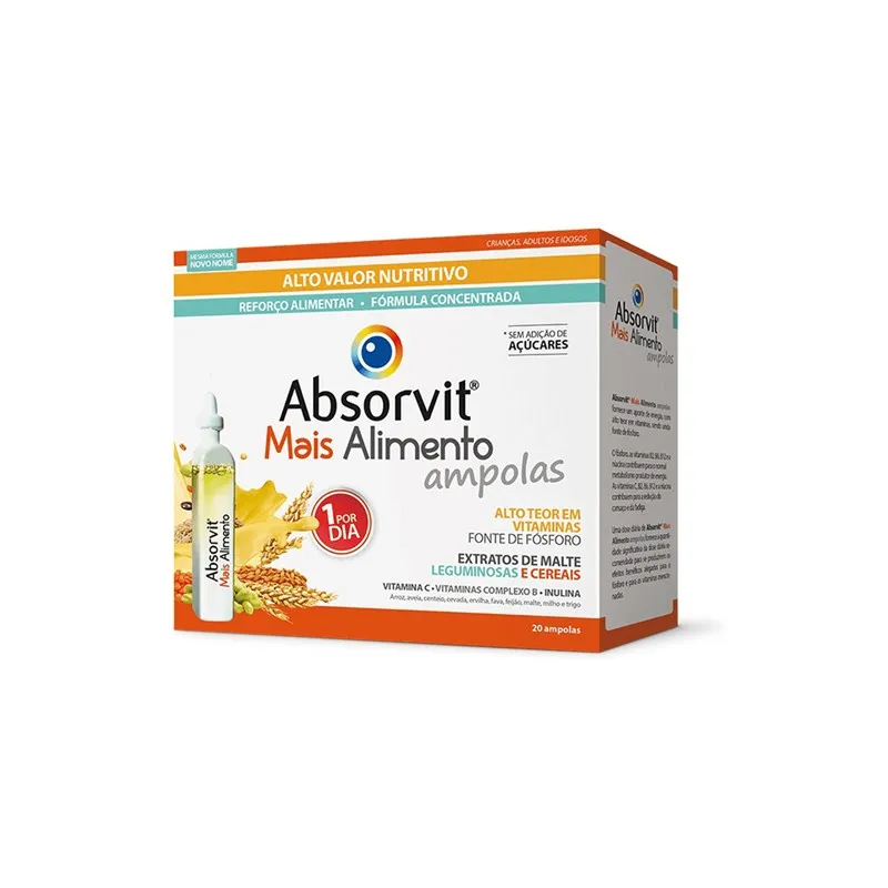 7287136-centralpharmacy_pt Absorvit Mais Alimento Tónico Estimulante do Apetite e Nutrição (20 Ampolas Bebíveis)