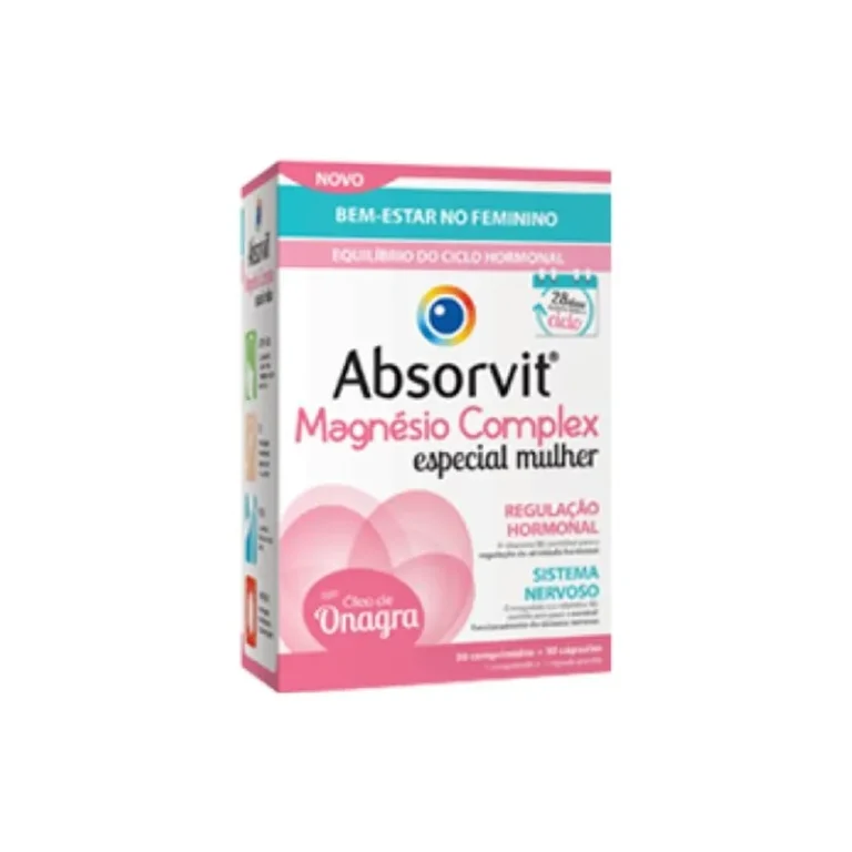 Absorvit Magnésio Mulher Duo Cansaço, TPM e Bem-Estar Feminino (30 Comp + 30 Cáps)