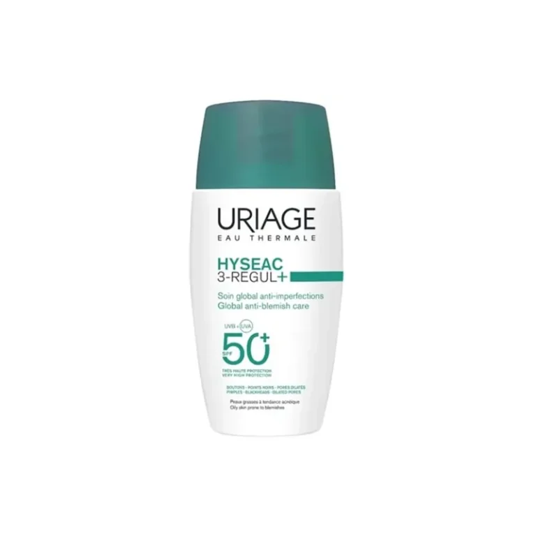 Cuidado global aperfeiçoador com proteção muito alta SPF50+ que regula o excesso de sebo, reduz imperfeições e uniformiza a tez mista a oleosa.